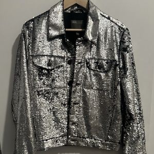 Mens Silver Sequin Western Jacket